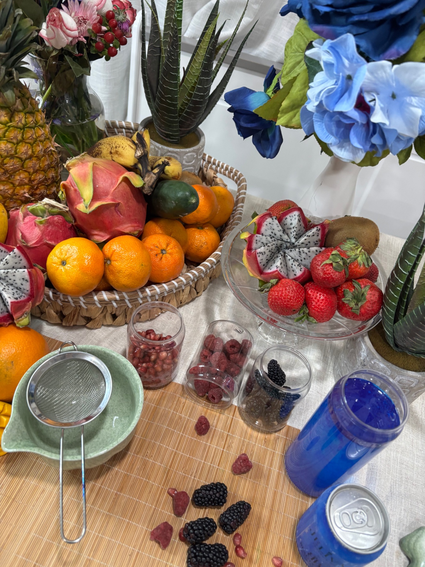 Dragon fruit, strawberries and citrus